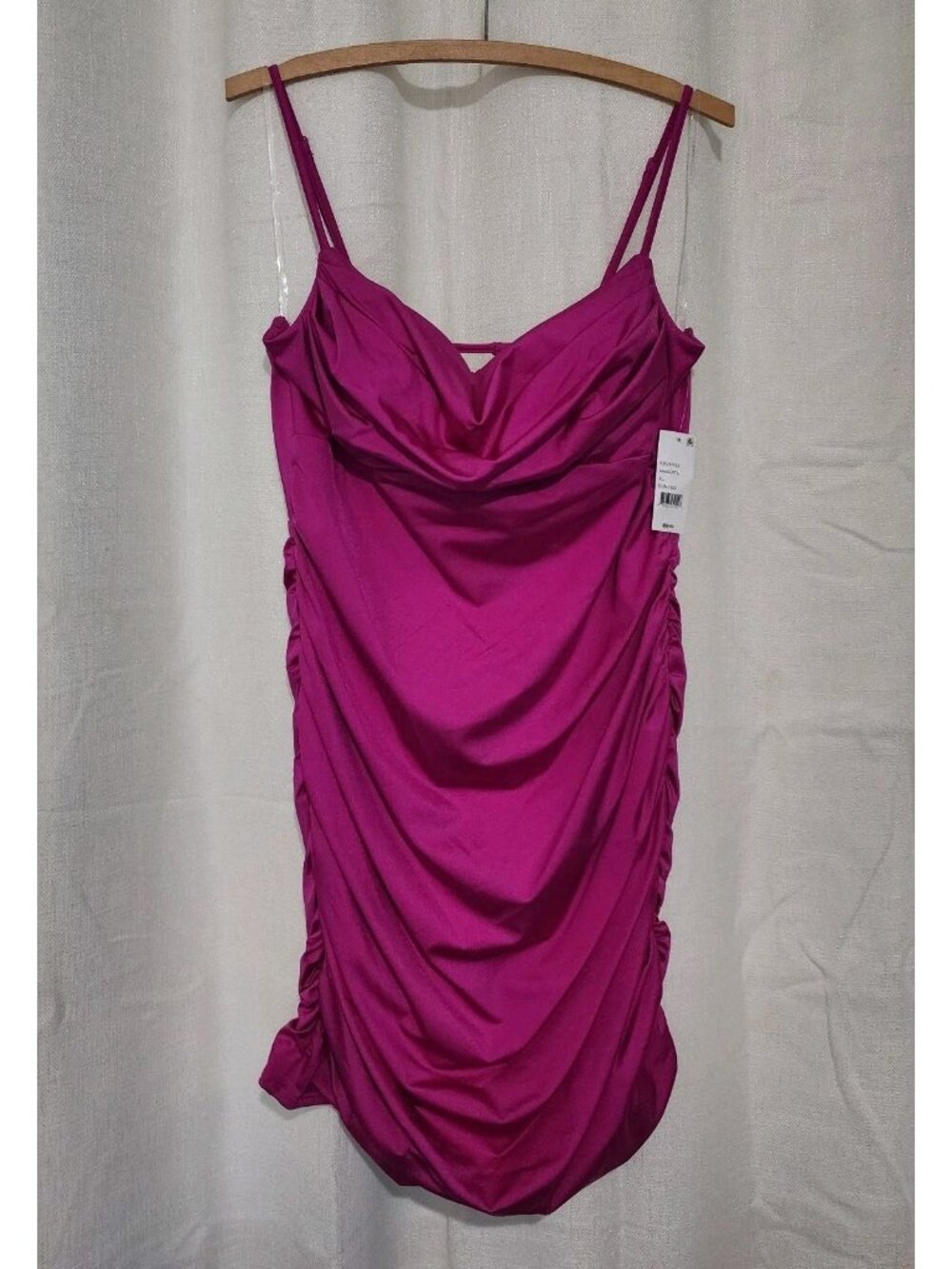 Women's Dress Mini Ruched Double Layer Pink Size XL NWT